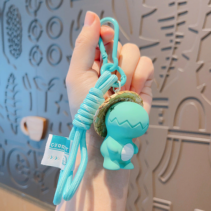 Wholesale Resin Straw Hat Dinosaur Keychain